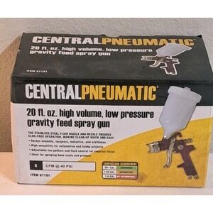 Central Pneumatic HVLP Gravity Feed Spray Gun 20 oz 6 CFM 40 PSI Item 67181 New